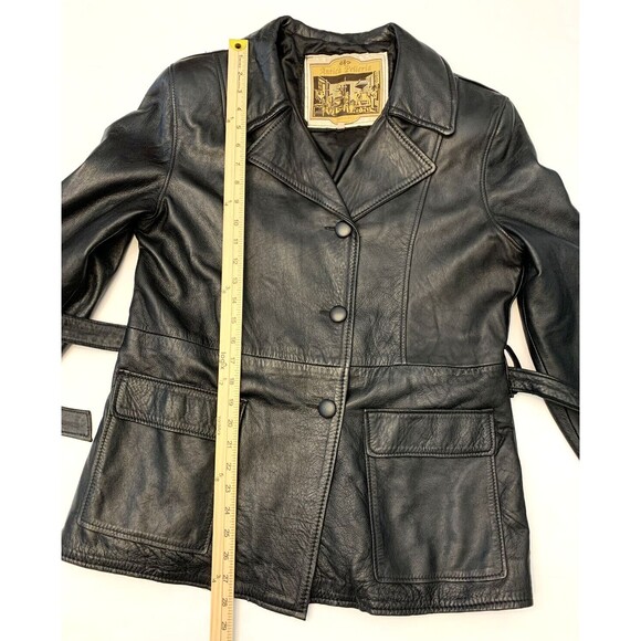 Antica Pelleria Leather Jacket Womens XL VTG Trench Coat Italian Soft - Picture 3 of 10